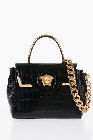 Leather Croco-Effect LA MEDUSA Bag with Metallic Application