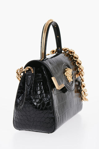 Leather Croco-Effect LA MEDUSA Bag with Metallic Application