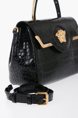 Leather Croco-Effect LA MEDUSA Bag with Metallic Application