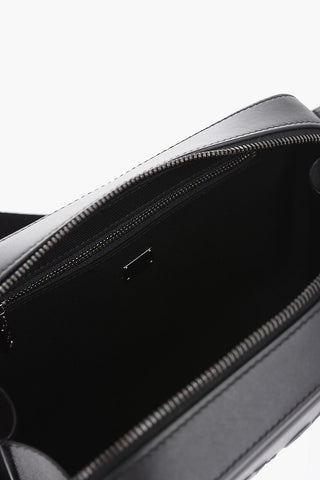 Leather Crossbody Bag with Embossed Logo