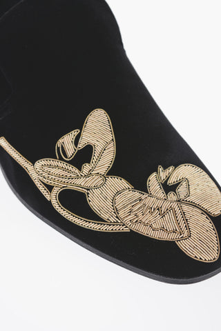 Velour Loafers With Beads Detail