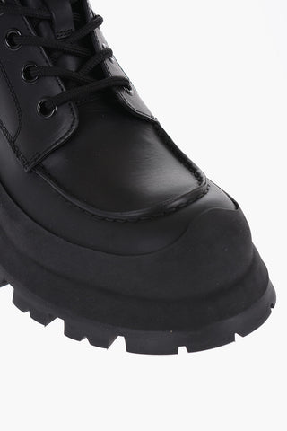 Leather Combat Boots With Chunky Sole