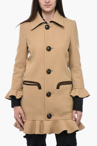 Cappotto In Misto Lana Con Volant