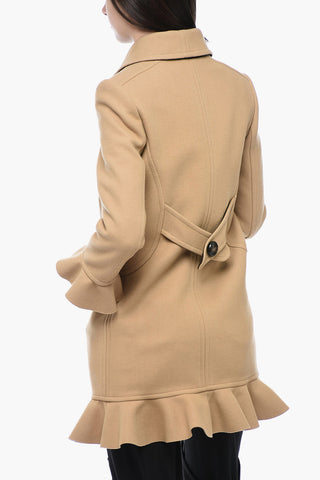 Cappotto In Misto Lana Con Volant