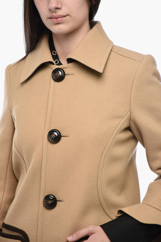Cappotto In Misto Lana Con Volant