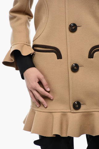 Cappotto In Misto Lana Con Volant