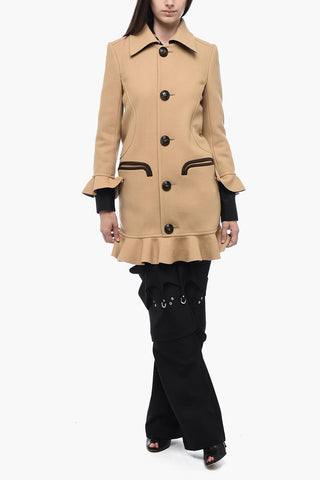 Cappotto In Misto Lana Con Volant