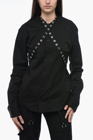 Camicia Popeline con Colletto ad Occhielli