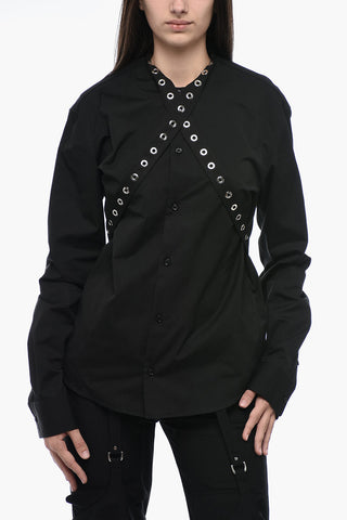 Camicia Popeline con Colletto ad Occhielli