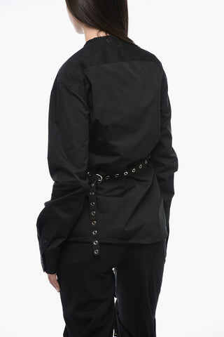 Camicia Popeline con Colletto ad Occhielli
