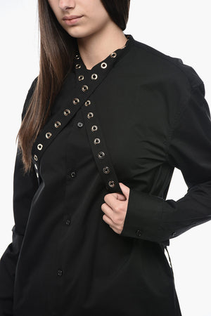 Camicia Popeline con Colletto ad Occhielli
