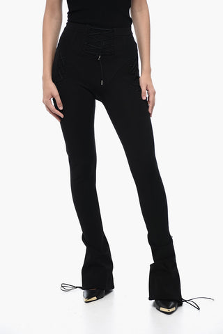 Flare Fit Leggings With Lace Up Details