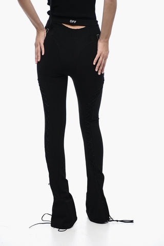 Flare Fit Leggings With Lace Up Details
