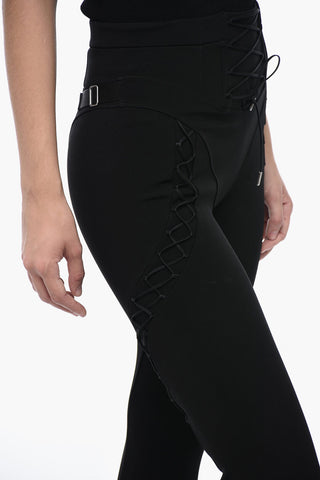 Flare Fit Leggings With Lace Up Details