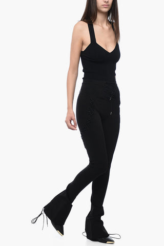 Flare Fit Leggings With Lace Up Details