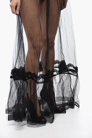 MM0 See Through Tulle Shirt Dress with Contrasting Edges