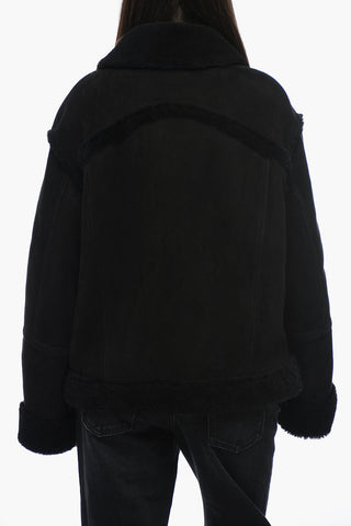 Giubbotto in Pelle con Dettagli in Shearling