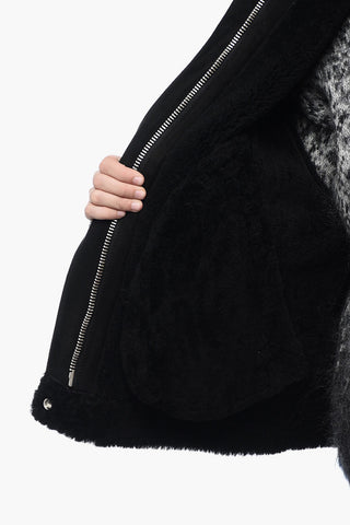 Giubbotto in Pelle con Dettagli in Shearling