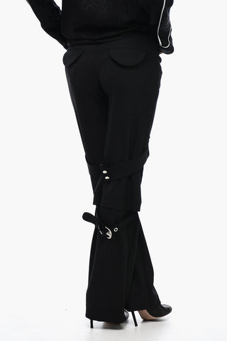 Pantaloni Cargo in Misto Lana con Dettaglio Fibbie