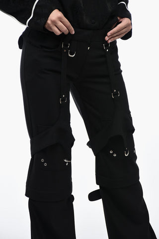 Pantaloni Cargo in Misto Lana con Dettaglio Fibbie