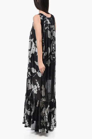 Sequined A-Line Maxi Dress with Flouced Hem