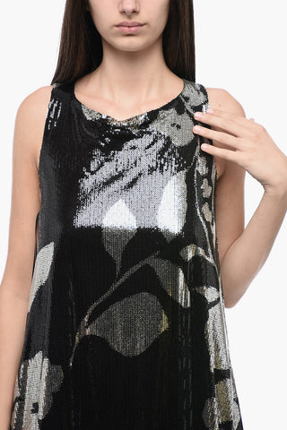 Sequined A-Line Maxi Dress with Flouced Hem