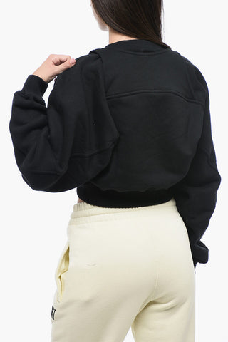 Double-Layer Crop Sweatshirt With Oversize Fit