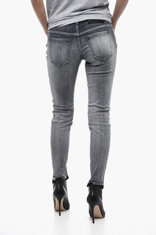 Jeans Skinny Fit Con Fondo Raw Cut 14 cm