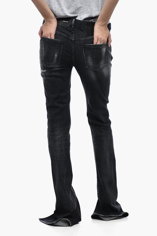 Distressed effect Trumpet fit Denims With Bottom Slits 22 cm