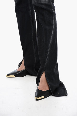 Distressed effect Trumpet fit Denims With Bottom Slits 22 cm