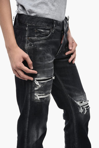 Distressed effect Trumpet fit Denims With Bottom Slits 22 cm