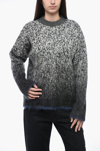Gradient FUZZY Crewneck Sweater With Logo Embroidery