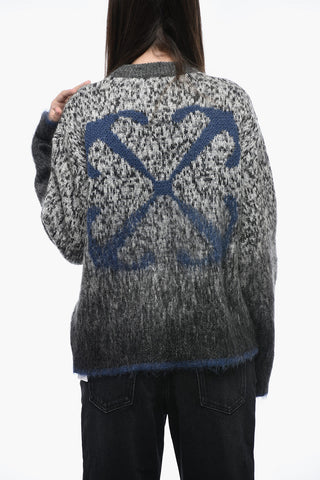 Gradient FUZZY Crewneck Sweater With Logo Embroidery