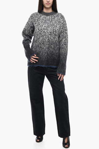 Gradient FUZZY Crewneck Sweater With Logo Embroidery