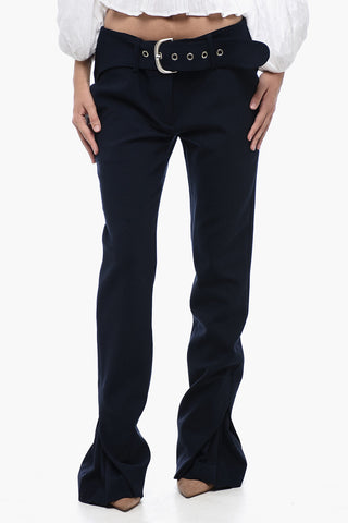 Low-Rise Pants with Plissé Detail