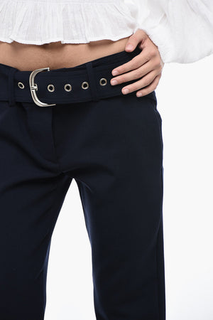 Low-Rise Pants with Plissé Detail