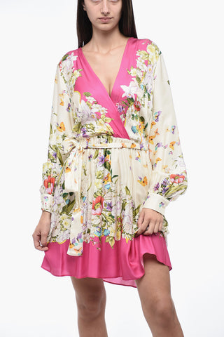 V-neckline Dress with Pleated Skirt