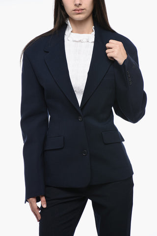 Blazer in Lana Stretch con Tasche ad Aletta