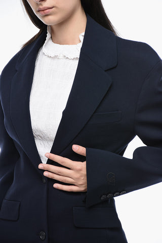 Blazer in Lana Stretch con Tasche ad Aletta