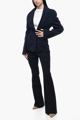 Blazer in Lana Stretch con Tasche ad Aletta