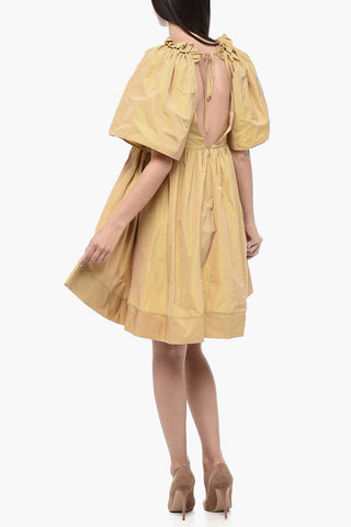 Plissé Dress with V-Neck