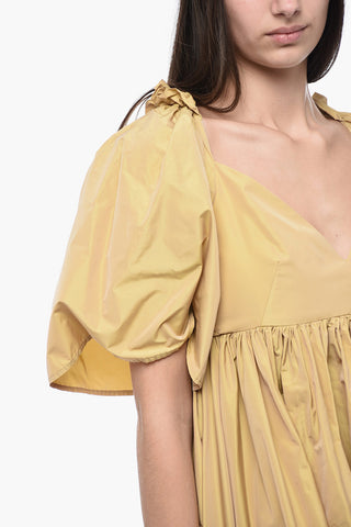 Plissé Dress with V-Neck