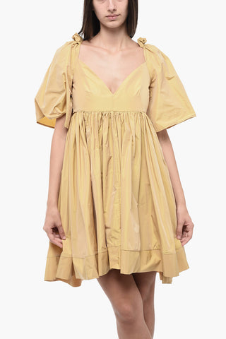 Plissé Dress with V-Neck