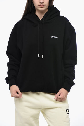 Felpa Regular Fit Con Cappuccio In Cotone Garzato Con Stampa