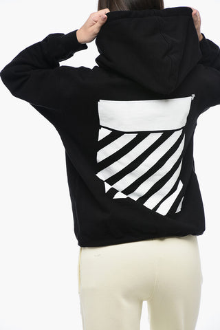 Felpa Regular Fit Con Cappuccio In Cotone Garzato Con Stampa