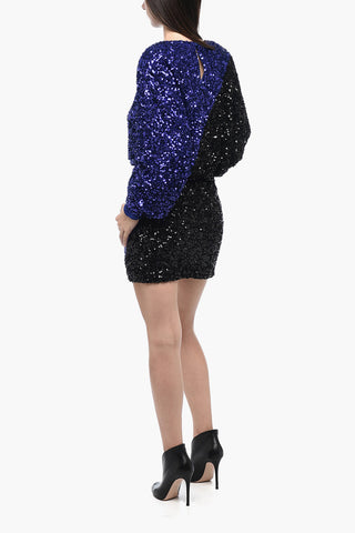 Two-Tone Mini Dress with Sequins