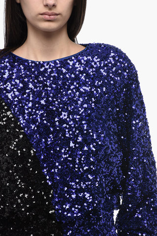 Two-Tone Mini Dress with Sequins