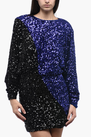 Two-Tone Mini Dress with Sequins