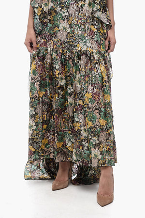 Kaftano in Seta e Lurex con Motivo Floreale