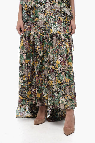 Kaftano in Seta e Lurex con Motivo Floreale